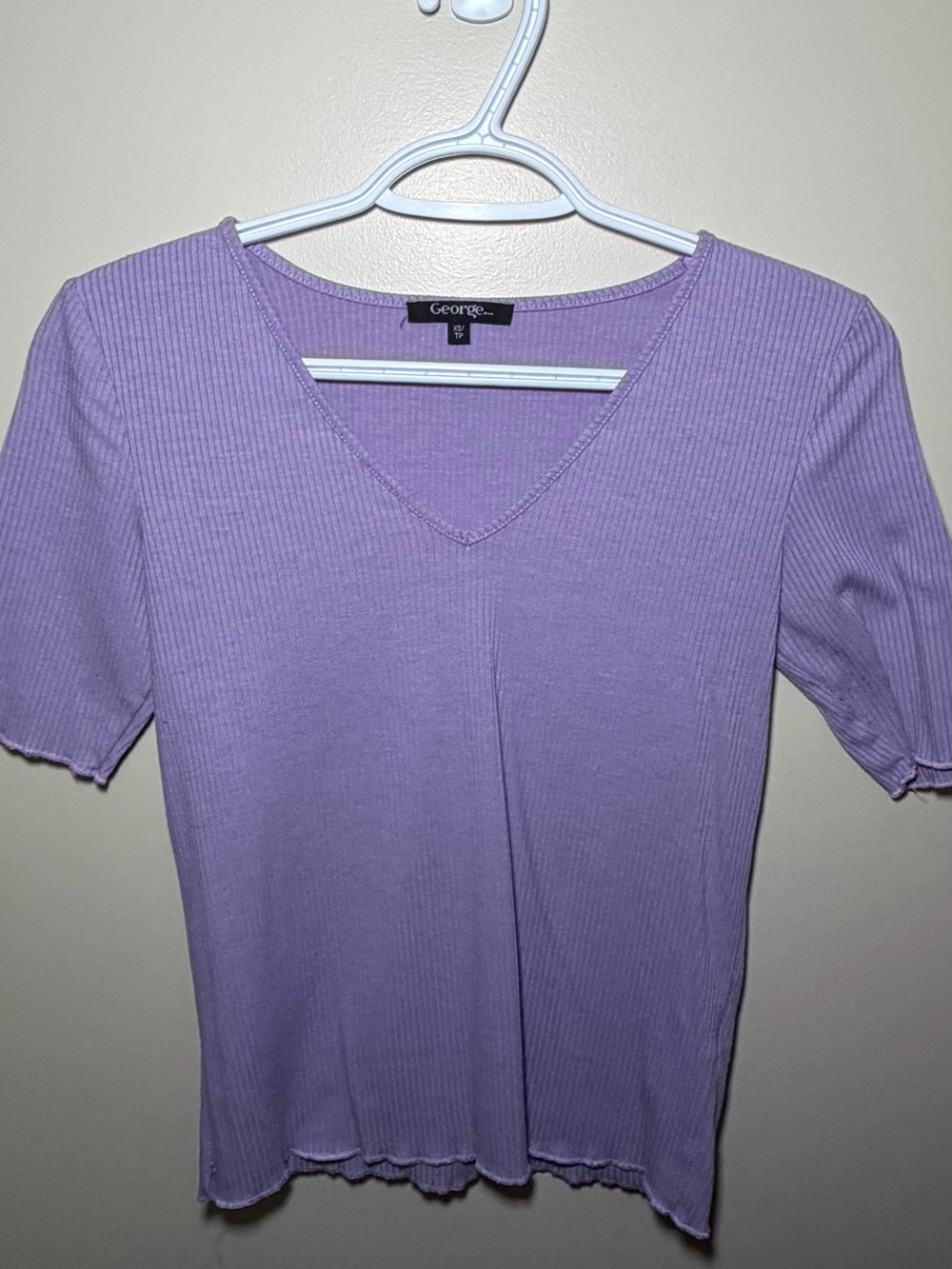 George Lavender Ribbed V-Neck Short Sleeve Tee - Picture 4 of 7
